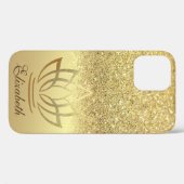 Elegant Gold Glitter Bokeh Gold Lotus Case-Mate iPhone Case (Achterkant (horizontaal))