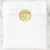 Elegant Gold Glitter Bokeh, Hearts Wedding Ronde Sticker (Tas)