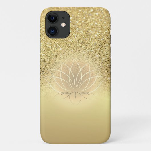Elegant Gold Glitter Bokeh Lotus Case-Mate iPhone Case (Achterkant)