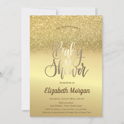 Elegant Gold Glitter Bokeh Ombre Baby shower Kaart (Voorkant)