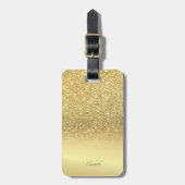 Elegant Gold Glitter Bokeh Ombre - Gepersonaliseer Bagagelabel (Voorkant verticaal)
