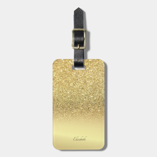 Elegant Gold Glitter Bokeh Ombre - Gepersonaliseer Bagagelabel (Voorkant verticaal)