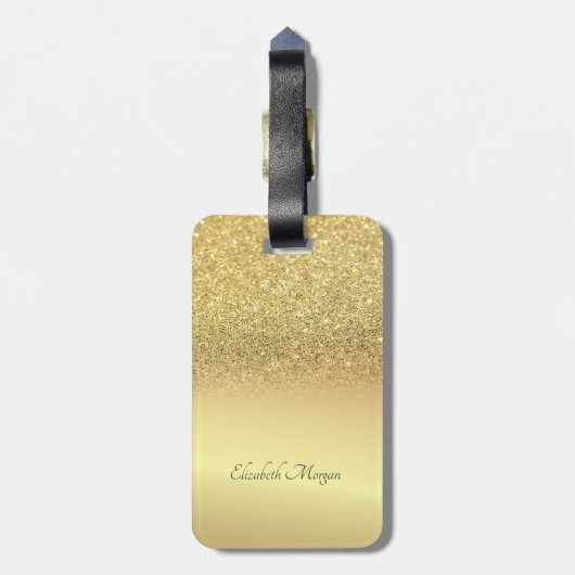 Elegant Gold Glitter Bokeh Ombre - Gepersonaliseer Bagagelabel (Achterkant verticaal)