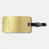 Elegant Gold Glitter Bokeh Ombre - Gepersonaliseer Bagagelabel (Achterkant horizontaal)