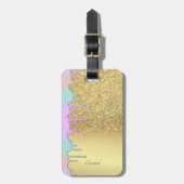 Elegant Gold Glitter Bokeh Ombre, regenboogschijve Bagagelabel (Voorkant verticaal)