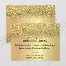 Elegant Gold Glitter Bokeh Rehearsal Dinner Kaart
