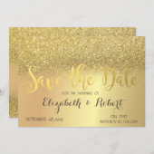 Elegant Gold Glitter Bokeh slaat de datum op Save The Date (Voorkant / Achterkant)