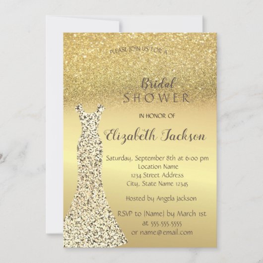 Elegant Gold Glitter Bokeh, Vrijgezellenfeest van  Kaart (Voorkant)