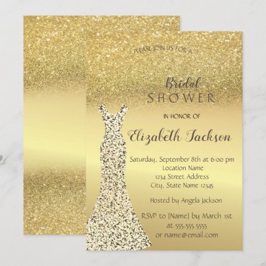 Elegant Gold Glitter Bokeh, Vrijgezellenfeest van Kaart (Voorkant / Achterkant)