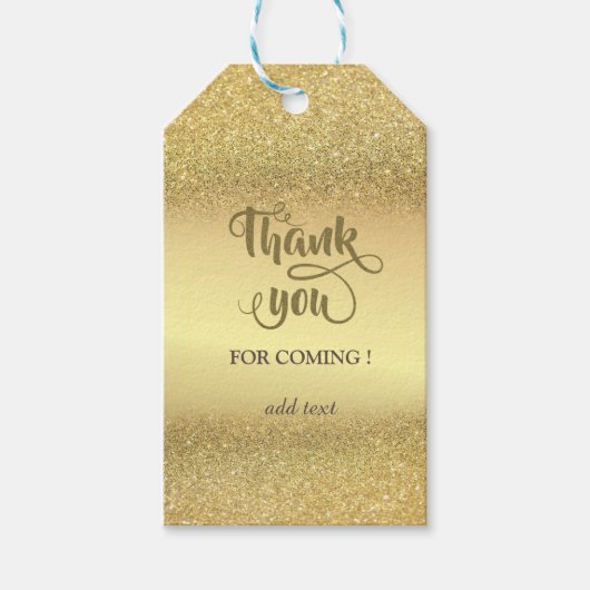 Elegant Gold Glitter Bokeh Weddenschap Hartelijk d Cadeaulabel (Voorkant)