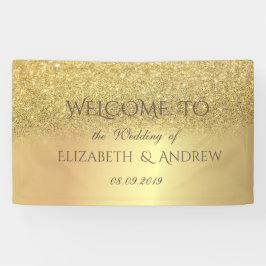 Elegant Gold Glitter Bokeh Wedding Banner