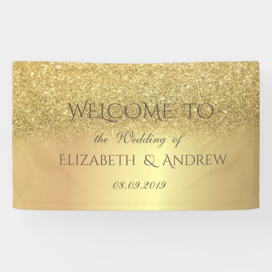 Elegant Gold Glitter Bokeh Wedding Banner (Horizontaal)
