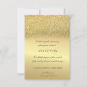 Elegant Gold Glitter Bokeh Wedding Reception Kaart (Voorkant)