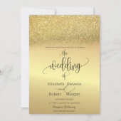 Elegant Gold Glitter Bokeh Wedding Uitnodiging (Voorkant)