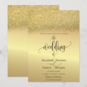 Elegant Gold Glitter Bokeh Wedding Uitnodiging (Voorkant / Achterkant)