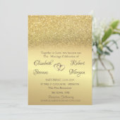 Elegant Gold Glitter Bokeh Wedding Uitnodiging (Staand voorkant)