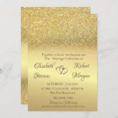 Elegant Gold Glitter Bokeh Wedding Uitnodiging (Voorkant / Achterkant)