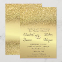 Elegant Gold Glitter Bokeh Wedding Uitnodiging