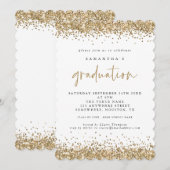 Elegant Gold Glitter Border Afstuderen Kaart (Voorkant / Achterkant)