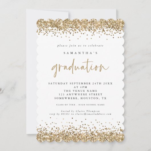 Elegant Gold Glitter Border Afstuderen Kaart (Voorkant)