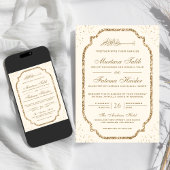 Elegant Gold Glitter Border Cream Muslim Weduwen Kaart