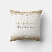 Elegant Gold Glitter Borders New Mr Mrs Name White Kussen (Achterkant)