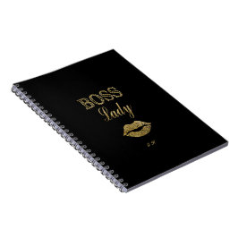Elegant Gold Glitter BOSS Lady Typografie Monogram Notitieboek