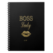 Elegant Gold Glitter BOSS Lady Typografie Monogram Notitieboek (Voorkant)