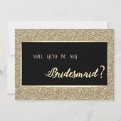 Elegant Gold Glitter Bridesmaid Kaart (Voorkant)