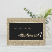 Elegant Gold Glitter Bridesmaid Kaart (Staand voorkant)