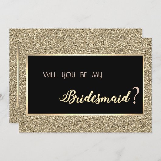 Elegant Gold Glitter Bridesmaid Kaart (Voorkant / Achterkant)