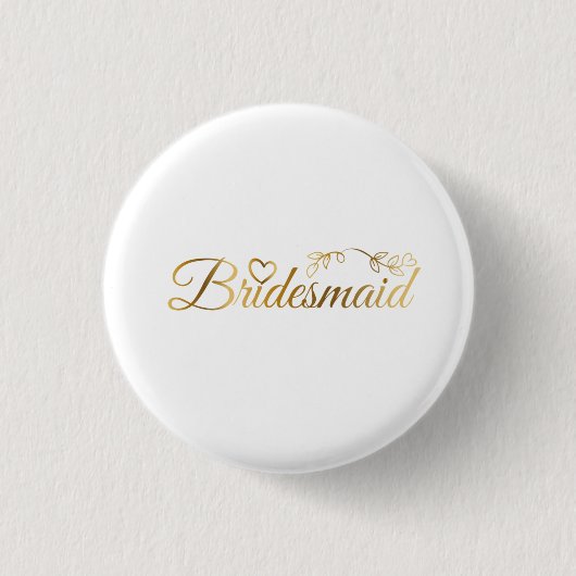 Elegant Gold Glitter Bridesmaid Ronde Button 3,2 Cm (Voorkant)