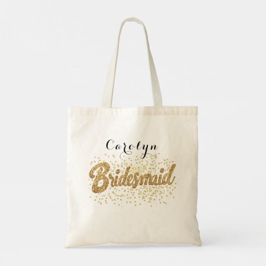 Elegant Gold Glitter Bridesmaid Tote Bag (Achterkant)
