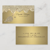 Elegant Gold Glitter Broom Drips Visitekaartje (Voorkant / Achterkant)
