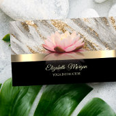 Elegant Gold Glitter Brush Stroke Lotus Flower Visitekaartje