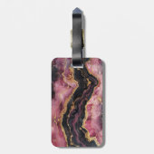 Elegant Gold Glitter Burgundy Marble Monogram Bagagelabel (Achterkant verticaal)