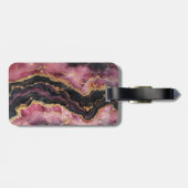 Elegant Gold Glitter Burgundy Marble Monogram Bagagelabel (Achterkant horizontaal)