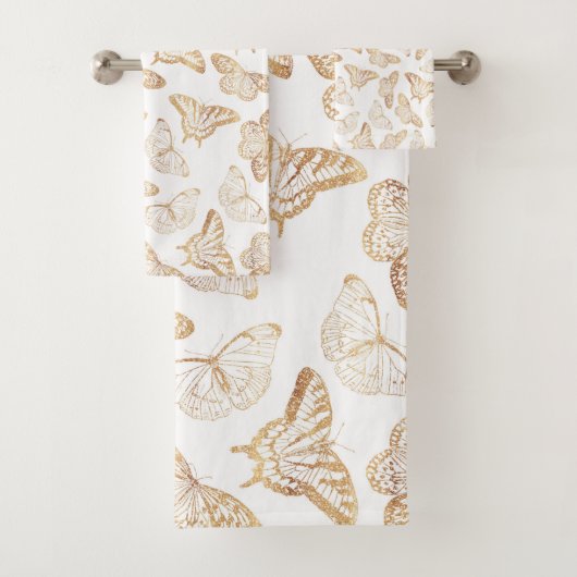 Elegant Gold Glitter Butterfly Bad Handdoek (Insitu)