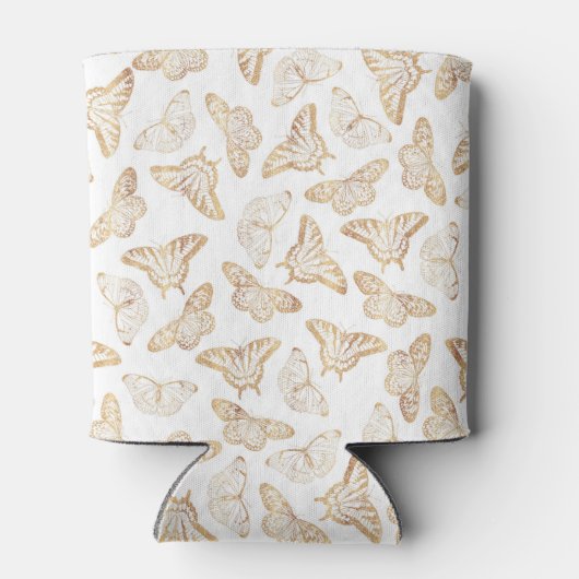 Elegant Gold Glitter Butterfly Blikjeskoeler (Achterkant)