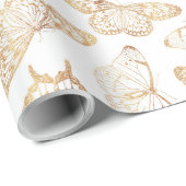 Elegant Gold Glitter Butterfly Cadeaupapier (Rol Hoek)