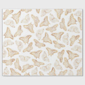 Elegant Gold Glitter Butterfly Cadeaupapier (Vlak)