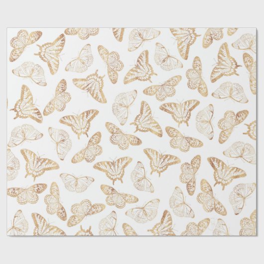 Elegant Gold Glitter Butterfly Cadeaupapier (Vlak)
