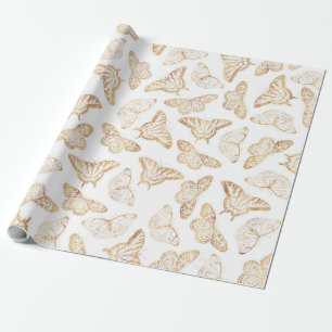 Elegant Gold Glitter Butterfly Cadeaupapier