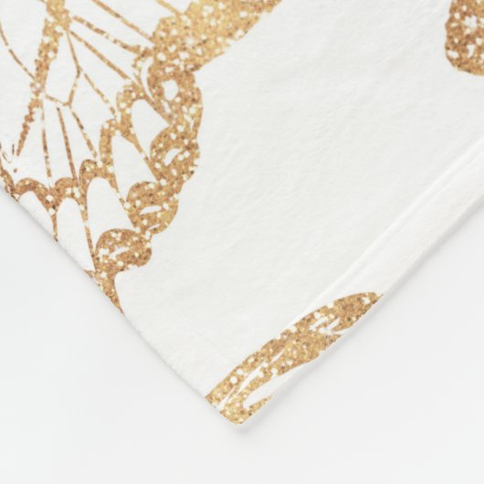 Elegant Gold Glitter Butterfly Fleece Deken (Hoek)