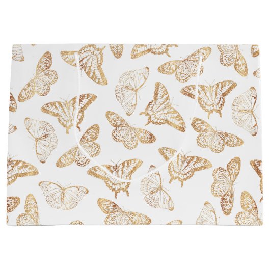 Elegant Gold Glitter Butterfly Groot Cadeauzakje (Voorkant)
