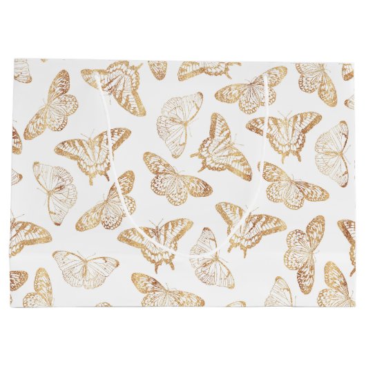Elegant Gold Glitter Butterfly Groot Cadeauzakje (Achterkant)