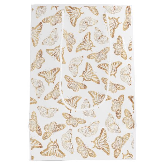 Elegant Gold Glitter Butterfly Medium Cadeauzakje (Achterkant)