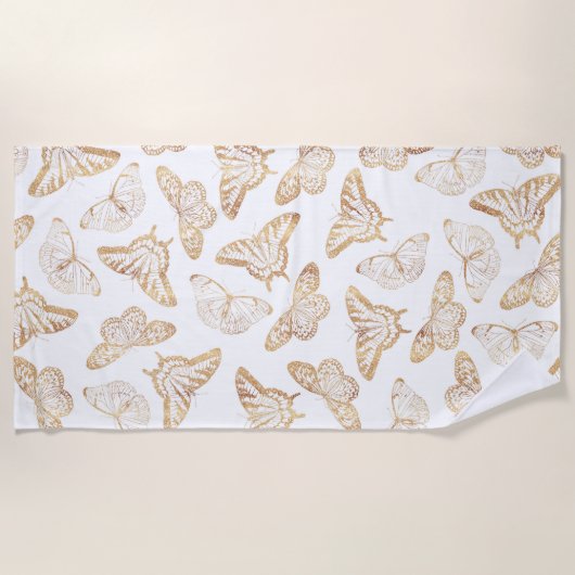 Elegant Gold Glitter Butterfly Strandlaken (Voorkant)