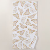 Elegant Gold Glitter Butterfly Strandlaken (Voorkant)