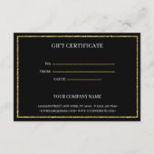 Elegant Gold Glitter Cadeaubon Informatiekaartje (Achterkant)